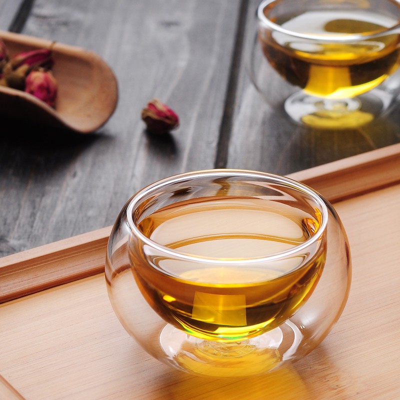 Ly trà thủy tinh tròn hai lớp L001